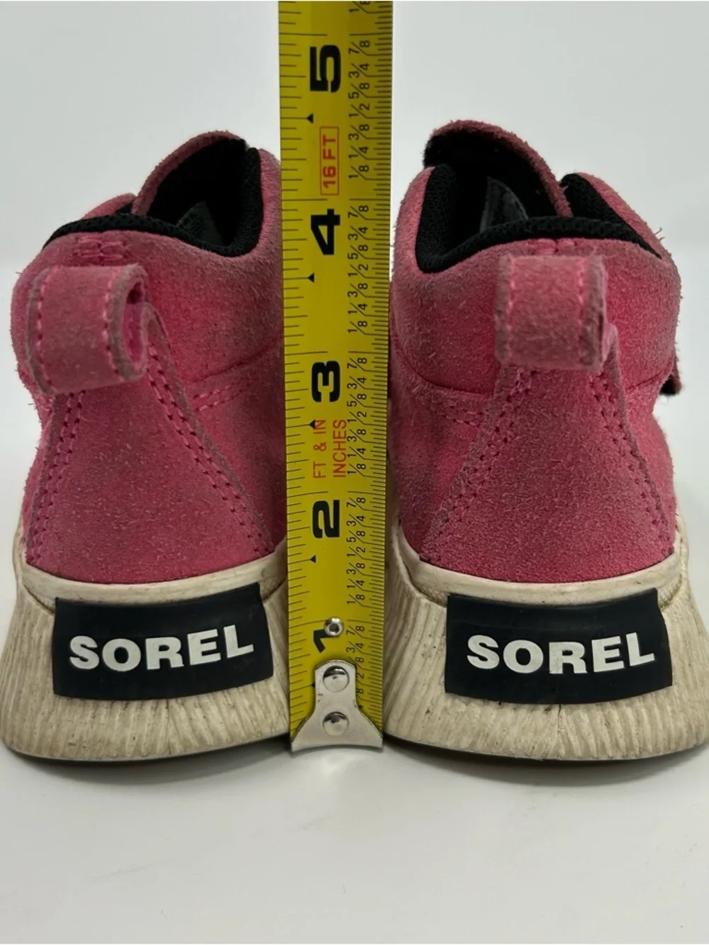 Sorel Duck Boots Girls Pink Waterproof Ankle Hook & Loop Strap Rubber Toe Size 7